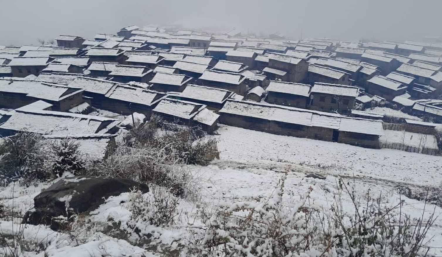 म्याग्दीको गुुर्जा र घोडेपानीमा हिमपात