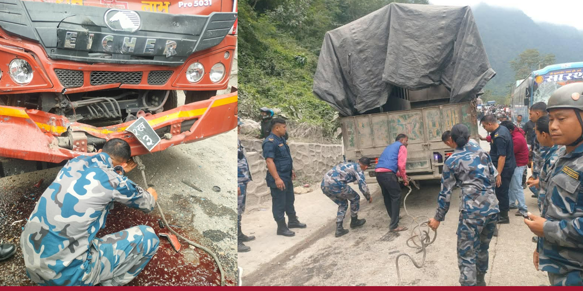 कुरिनटारमा ट्रक, बस र माइक्रोबस एकआपसमा ठोक्किए, ११ जना घाइते